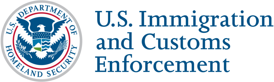 Logo for the United States Immigration and Customs Enforcement (ICE) agency, which is under the U.S. Department of Homeland Security.