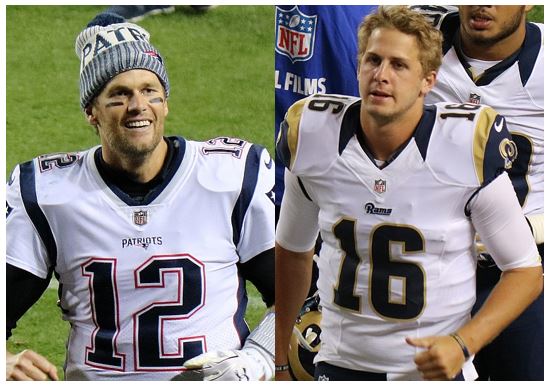 Patriots quarterback Tom Brady and Rams quarterback Jared Goff