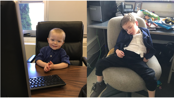 Mr. McCurnin's son Jackson (2) and Ms. Cawley's son Jack (3) both hard at work during Bring Your Child to Work Day.