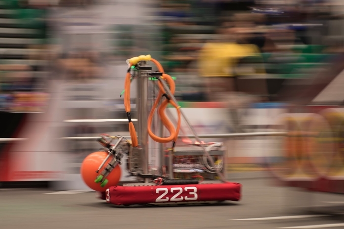 Team 223 competed with their robot ¨The_Compliant_Flambe¨ to rank 55 in the world. 