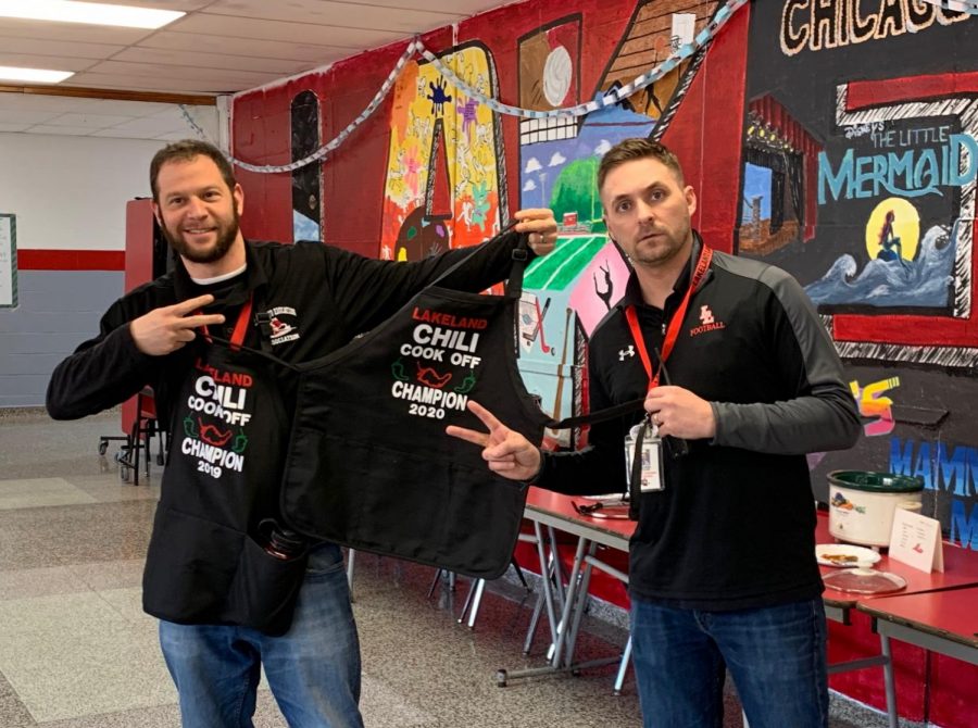 Mr. Coren was presented with the 2nd Annual Chili Cook-off grand prize - a commemorative apron by our very own selfie-king Mr. Mike Novak, assistant superintendent. 