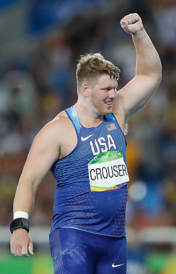 Ryan Crouer after winning the gold medal in the Rio Olympics in 2016. This was his first gold medal, and starting his record to becoming the best male shot putter of all time.
