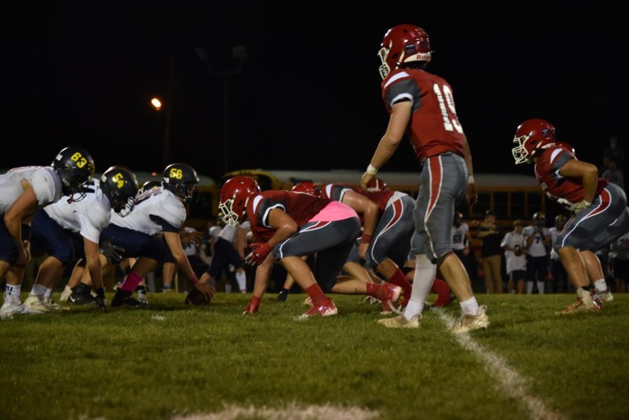 The Lancer defense is set, awaiting the ball to be snapped.
