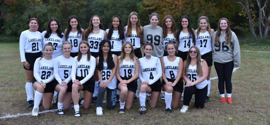 A group photo captures unity of the Lakeland girls field hockey team.