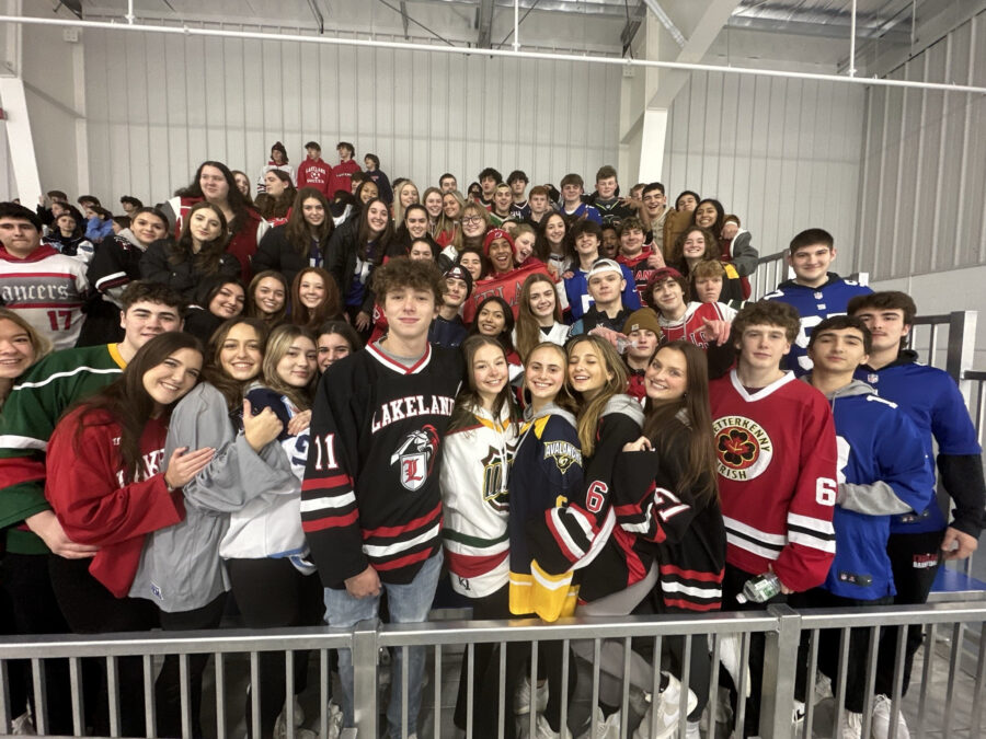 The+seniors+enjoy+a+jersey+themed+hockey+game+towards+the+beginning+of+the+school+year.
