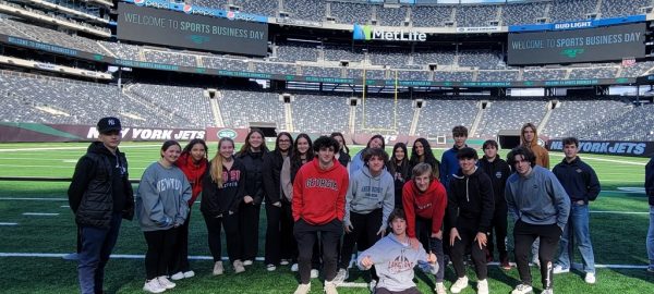 LRHS business students enjoy a beautiful November day learning the ins and outs of sports management at MetLife Stadium. 