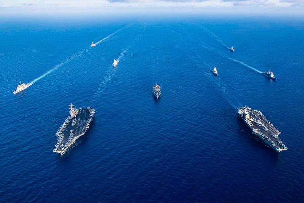 Ships, like the USS Dwight D. Eisenhower and USS Gerald R. Ford carrier strike groups in November 2023 pictured here, have been targeted by the Houthis in the Red Sea since November 2023.