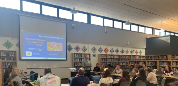 Staff at LRHS spent a half day learning about AI and its applications in the classroom during a professional development held by Kiker Learning.