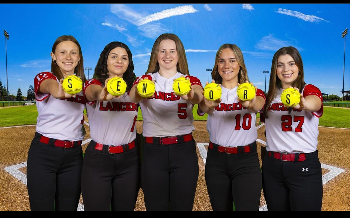 Lakeland softballs five seniors. (L to R: Victoria Sabatelli, Victoria Cervino, Lexi Callahan, Jenna Dermanksin, and Meredith Healy)