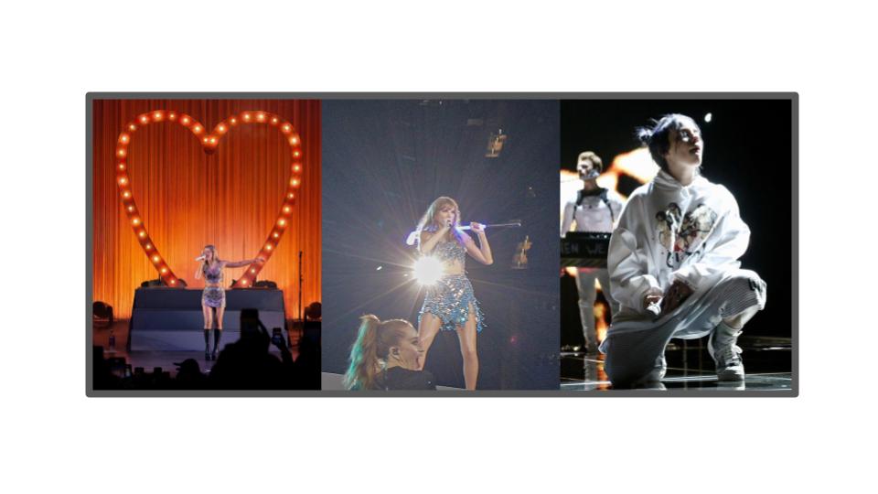 Who is the icon?

"Sabrina Carpenter @ Wiltern 10/15/2022" by Justin Higuchi; "Taylor Swift The Eras Tour 1989 Era Set" [cropped] by Paolo V; "Billie Eilish ::: Red Rocks::: 06.05.19" [cropped] by Julio Enriquez (CC BY 2.0)