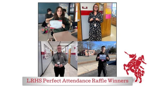 The first LRHS raffle winners: Julia Chontos, senior (top right); Ms. Rena Dziopa (top left); Michael Jakubaszek, (bottom right); and Mr. Thomas McCormack (bottom right). 

(LRHS)