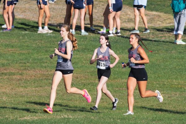 The girls team leading the pack at one of their meets. 

(LRHS)