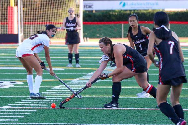 Players are taking the ball from the other team and are getting ready to score the next goal.

(LRHS)