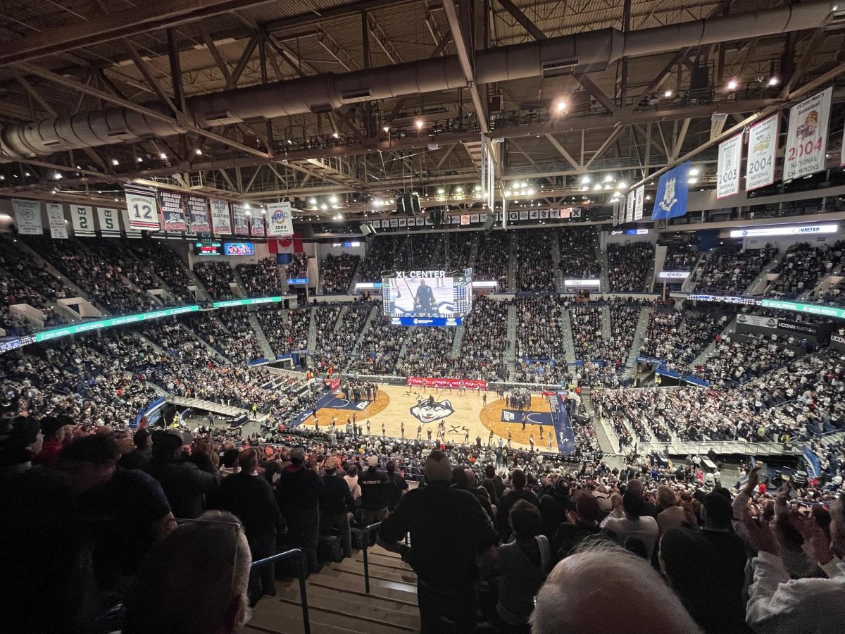 A picture of UConn's stadium taken in 2022 shows a crowd of fans watching the game. 

By Enterprise8875 (CC BY-SA 4.0)