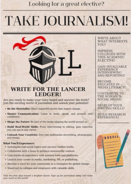 Journalism a great class to take for great writers, here students will learn how to express themselves with great writing skills. 

 (LRHS)

LRHS