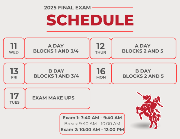 LRHS' 2025 final exam schedule, so you can plan ahead!