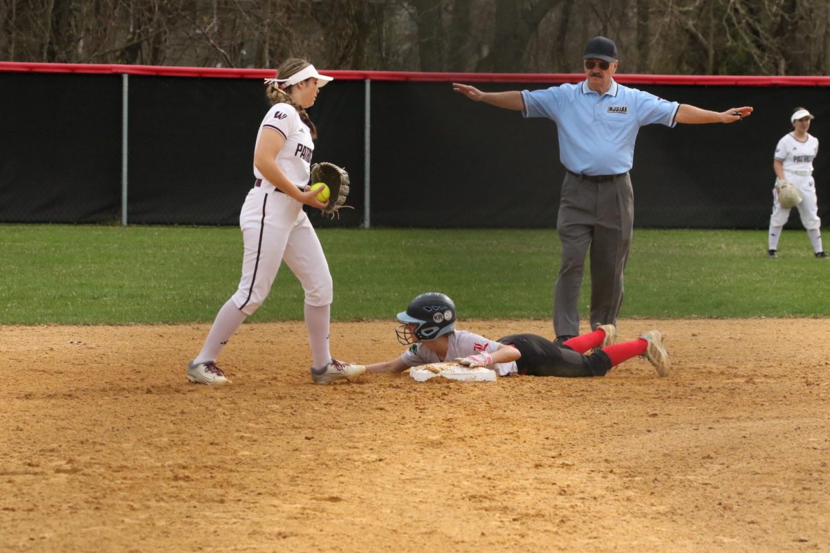 Lancers base runner called safe after stealing a base. 

(LRHS)
