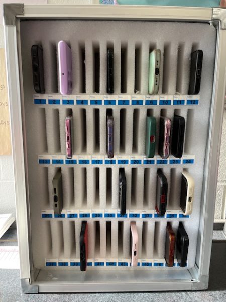 Cell phone lockers keep students phones out of sight and out of mind. 

Photo courtesy of Ms. Laura Fucilli 