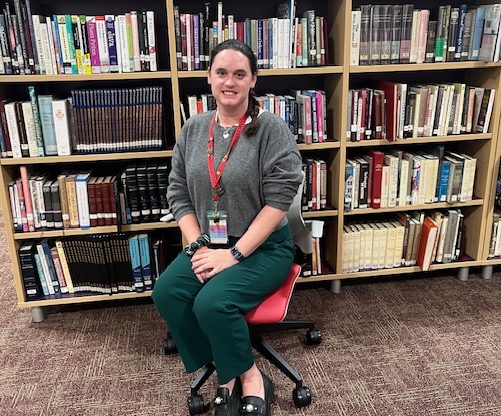 History Teacher Ms. Morgan Nees strikes a pose in the Media Center.

Photo courtesy of Ms. Laura Fucilli 