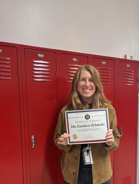 Ms. Candace Urbanski shares her Teacher of the Month distinction with the Lancer Ledger.

Photo courtesy of Ava Radice. 