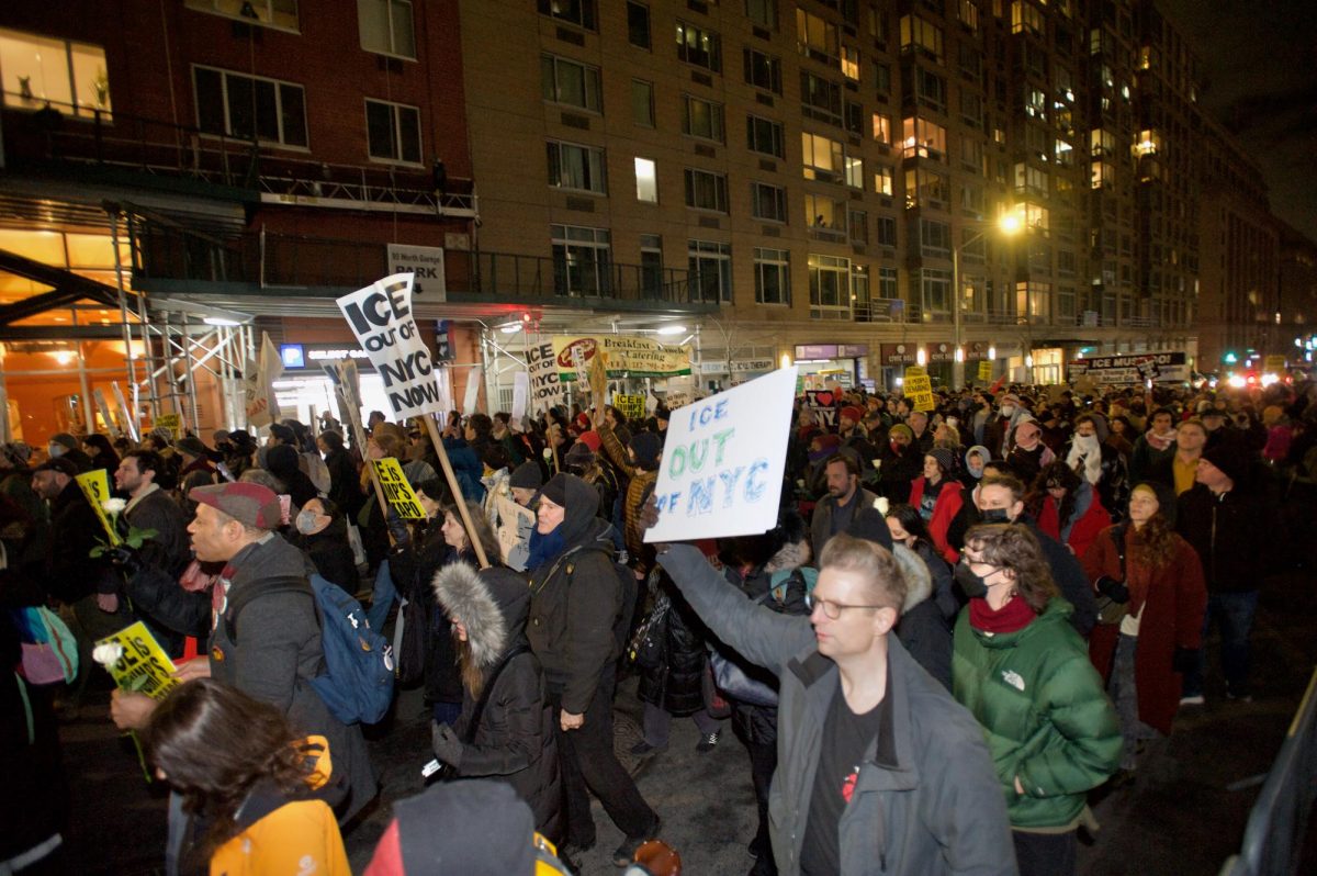 A protest broke out in NYC after the ICE killing of Renee Good  on January 7, 2026. 

By SWinxy (CC BY 4.0)
