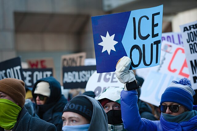 A photo taken on January 30, 2026 depicting protesters voicing their opposition against ICE. 

Photo courtesy of Wiki Commons CC BY 4.0