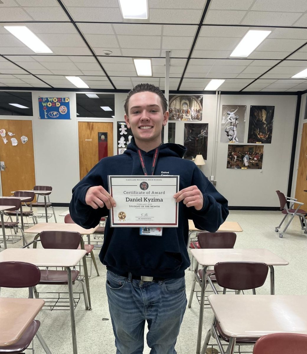 Daniel Kyzima was awarded Business Student of the Month by the LRHS business department. 

Photo courtesy of Ava Radice 